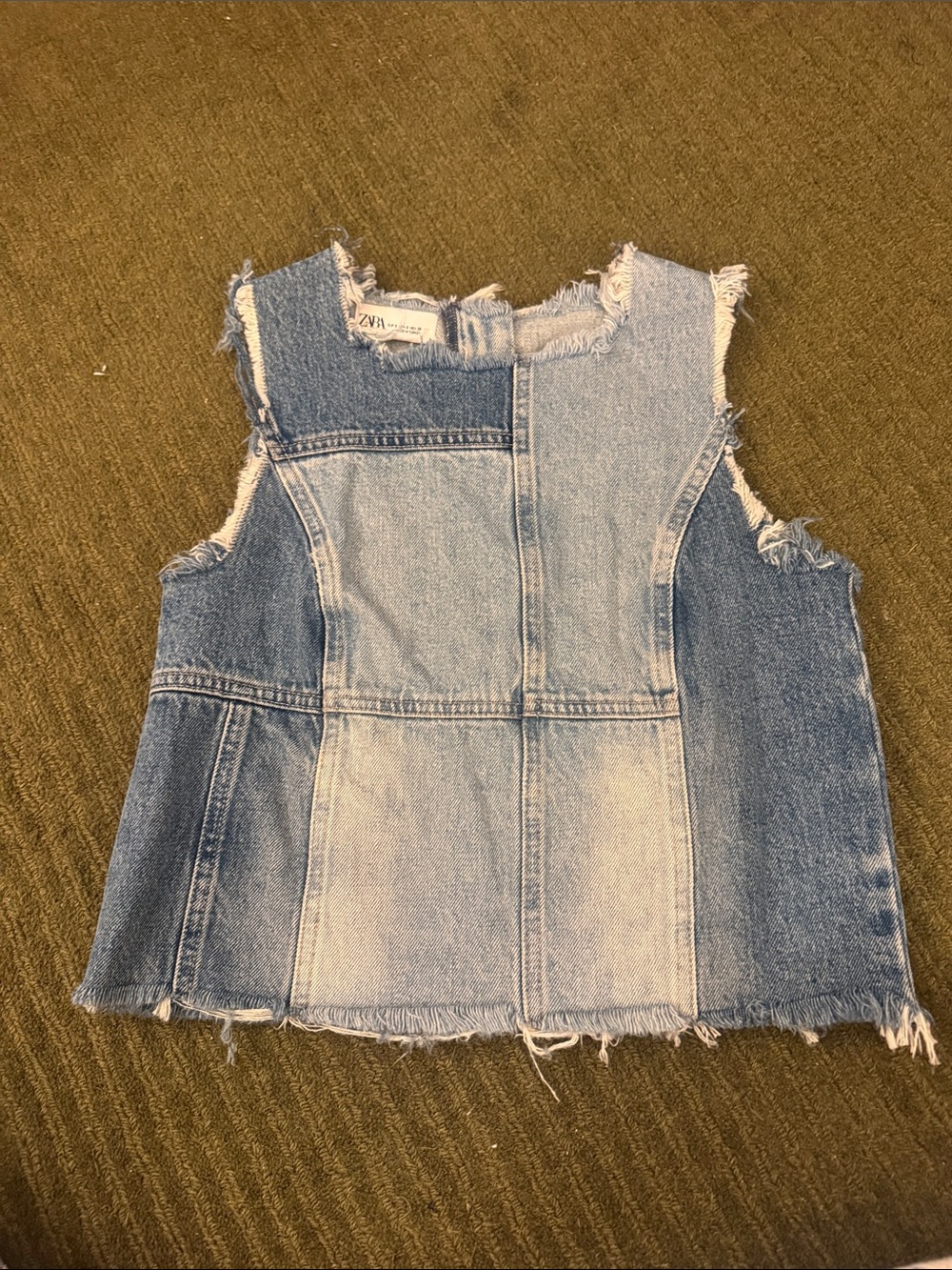 Zara Kids Two-Tone Denim Patchwork Sleeveless Vest - Blue